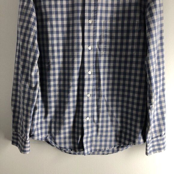 George Classic Fit Men’s Size Small (34-36) Gingham Gray Blue Button Down Shirt - Picture 3 of 16